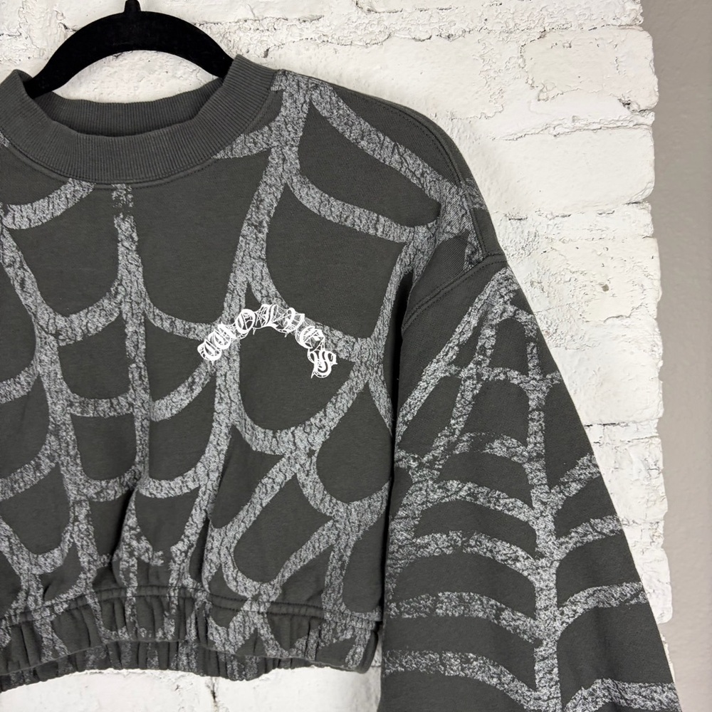 Darc Sport Web Symbiote She Set Grey Cropped Sweatshirt & Sweatpants Small - Picture 3 of 12